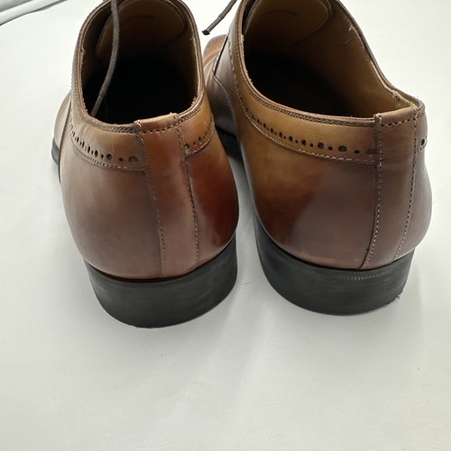 Magnanni 9.5 M Brown Sage Burnished Mens Oxford Dress Shoes - Picture 7 of 10