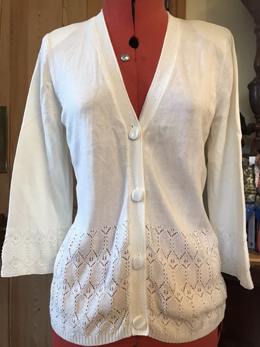 TRUE VINTAGE IVORY CARDIGAN 80s 90s 