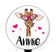 Giraffe Badge Holder, Giraffe Retractable Badge Reel, Personalized Badge GG1047B