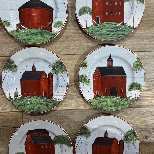 Vintage BARNS by Warren Kimble 8" Salad Dessert Luncheon Plates 1998 - 6 Total! - Picture 3 of 15