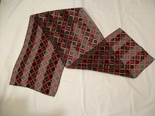 WOMAN'S LONG AND NARROW SHEER SCARF - COLORS OF BLACK, RED AND GOLD