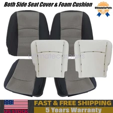 For 2009-2012 Dodge Ram Front Bottom & Top Seat Cover Gray With Foam Cushion