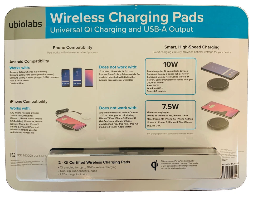Ubio Labs Wireless Charging Pad for Mobile Phones, 2-pack. - Image 3 of 3