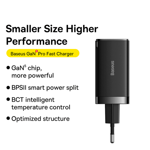 Baseus 65W GaN Szybka ładowarka QC4.0 PD AFC Adapter ładowania + kabel ładujący USB C 100W - Zdjęcie 8 z 17
