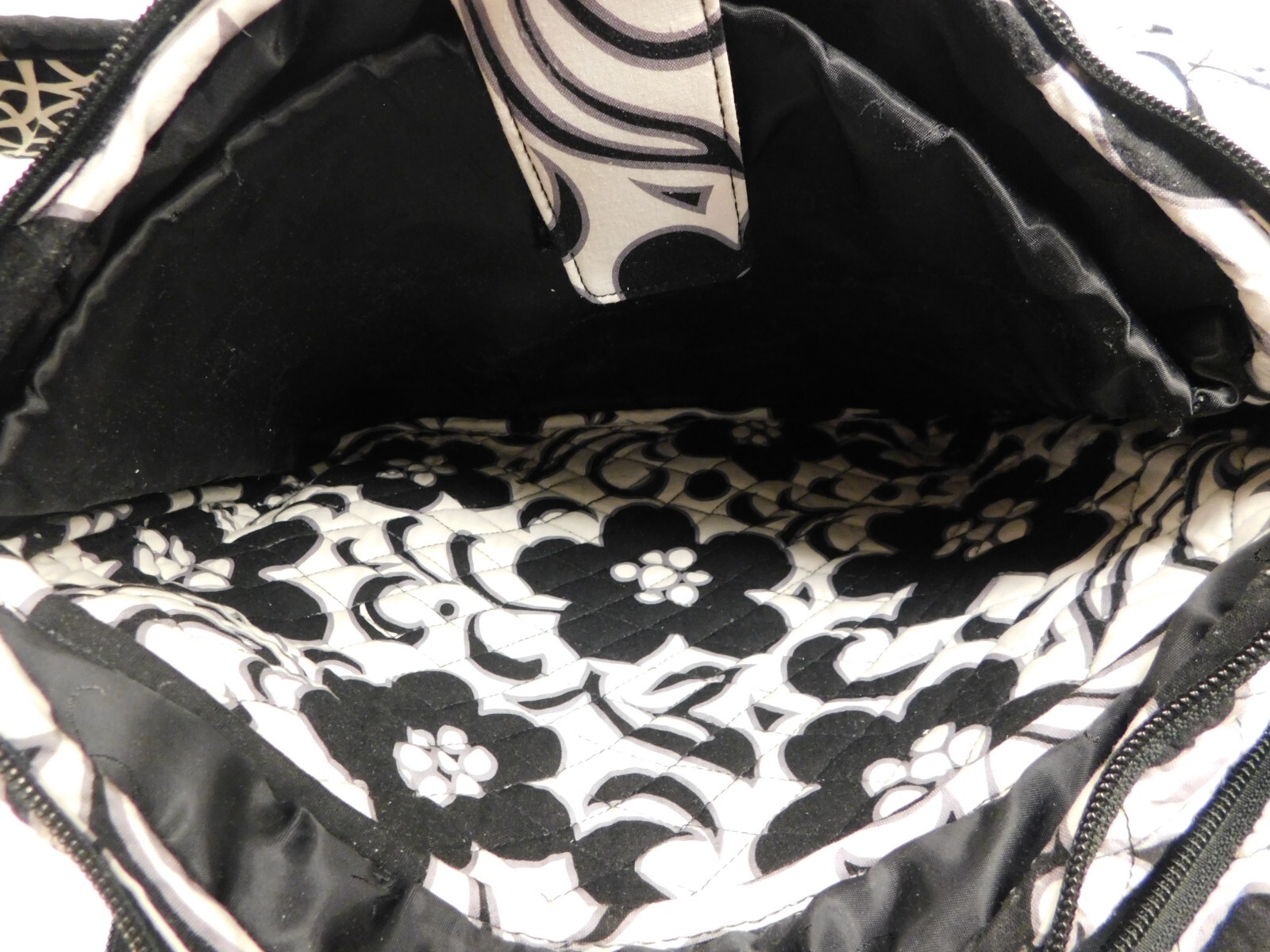 Vera Bradley Quilted Night And Day Laptop Backpack Black White Floral