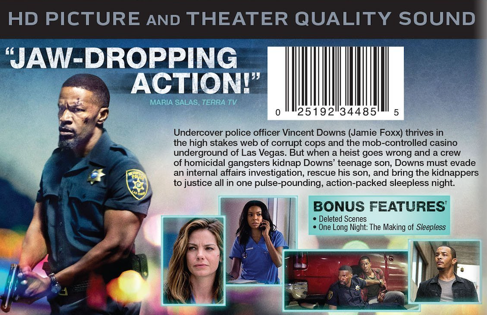 NEW SLEEPLESS (2017) - Blu-ray disc only in clear plastic envelope