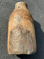 VTG African Wood Jar Primitive Old Tutsi Milk Big Jug Wood Metal Art Bottle #3