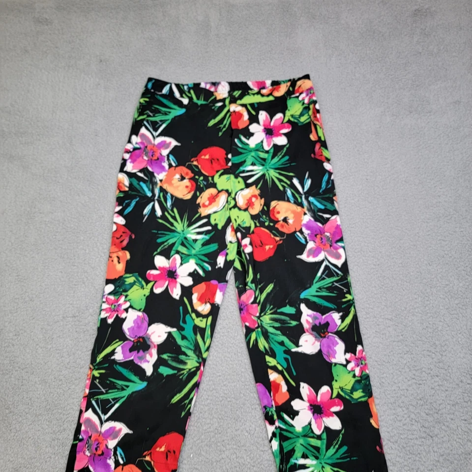 Erin London 成人中号花卉直筒女式裤子 — 第 3/4 张图片