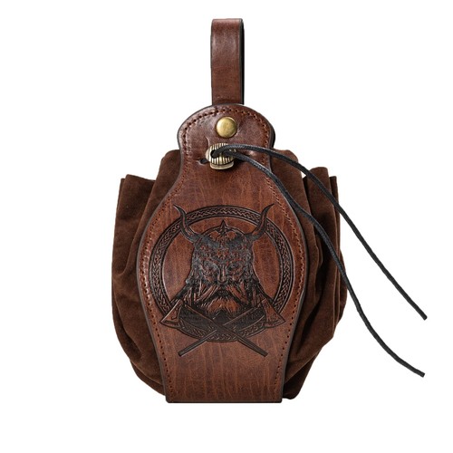 Pochette Ceinture Viking GORGECRAFT – Simili Cuir Noir, Nœud Celtique, 1626x34mm, Sac à Dés Renaissance