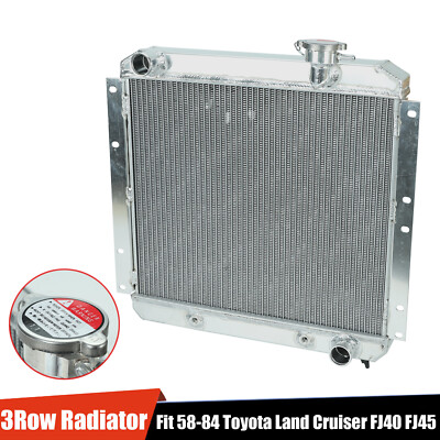 3 Row Aluminum Radiator For 1958-1984 Toyota Land Cruiser FJ40 FJ45 Series L6 AT