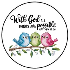 WITH GOD ALL THINGS ARE POSSIBLE ENVELOPE SEALS LABELS STICKERS PARTY FAVORS