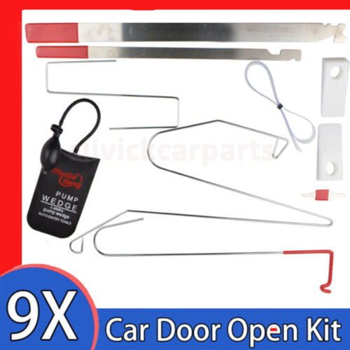 9x Car Door Opening Lock Out Open Tools kit door lockout tool Air Pump Universal