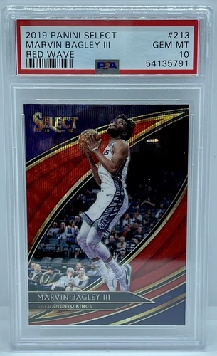 MARVIN BAGLEY 2019-20 PANINI SELECT TMALL RED WAVE COURTSIDE PSA 10 #213 KINGS