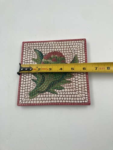Pier 1 Import Mosaic Ceramic Tile Artichoke Design Trivet 6" x 6" Made in Italy - Picture 6 of 7