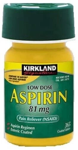 Kirkland Signature Low Dose Aspirin 81mg 730 Tablets 365 Ct 2-Pack (EXP-11/2027) - Image 3 of 3