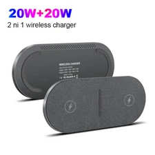 40W Wireless Fast Charger 2in1 Dual Mat For Apple iPhone 16 Samsung S24 Z Flip 6