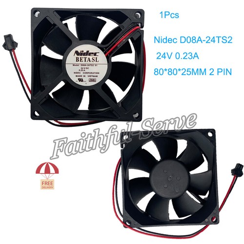 Inverter Cooling Fan DC 24V 0.23A 80*80*25MM 2Lines For NIDEC D08A