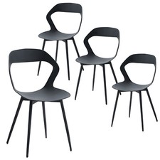 Set 4 Sedie design moderno in metallo polipropilene cucina bar ristorante Nero