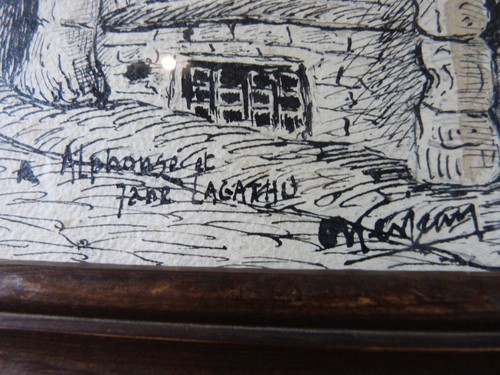 "Disegno a inchiostro franco-indiano firmato O. KERJEAN ""Morlaix nel XVI secolo" - Foto 6 di 10