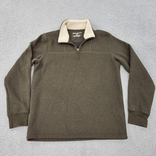 Eddie Bauer 1/4 Zip Sweater Mens Medium Olive Green Pullover