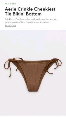 Nwt Aerie Large Side Tie Bikini Bottoms Swimsuit Bathing Suit Crinkle Dark Brown