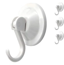 4-Pack Suction Cup Hooks for Bath or Shower, Wreath Hangers for Glass Door or...