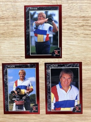 Pete Rose Legends Sports Memorabilia Red Border Golf Card Set #1, 2, 3