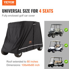 4 Passenger Golf Cart Cover - 600D Polyester, Universal Fit, Waterproof, Sunproo