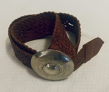 Women  s CHICO  S Leather Braided Belt With Silvertone Buckle, M/L.