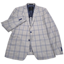 John Varvatos Varick-C Sport Coat Men's 38R Slim Gray Blue Plaid Blazer Jacket