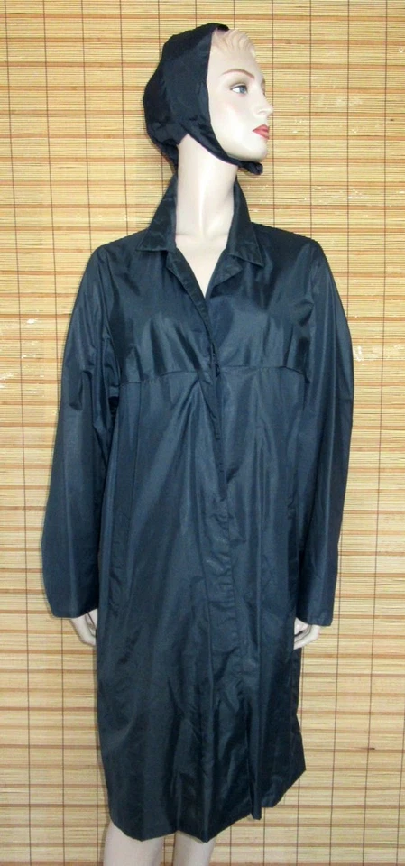 BLAUER REGENMANTEL - RAINCOAT - NYLON - VINTAGE - LILION - GR. 48 - Bild 1 von 4