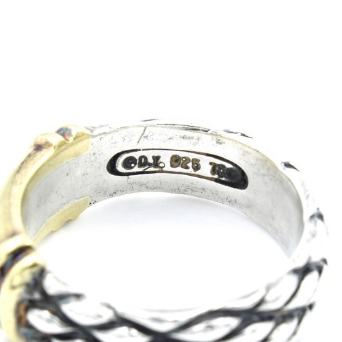 David Yurman Twist Cable Band Sterling Silver & 14k Gold Size 9 Ring #S2664-5 - Picture 5 of 7