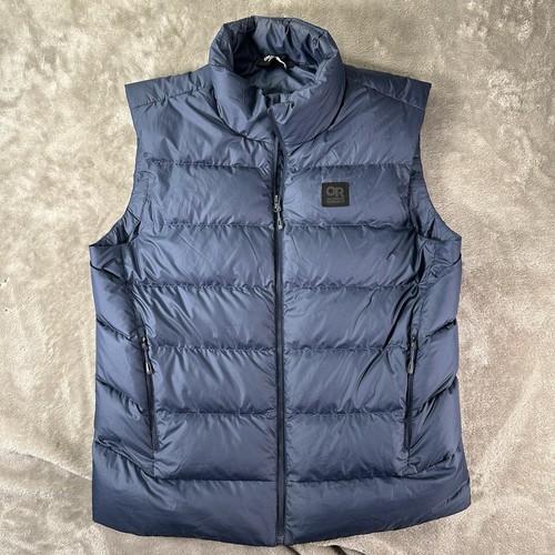 Outdoor Research Coldfront Vest Down Puffer Full Zip Large Mens Blue Jacket