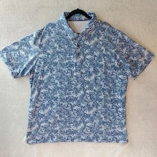 Maelreg Mens Golf Polo Shirt 3XL Blue White Performance Floral AOP Preppy