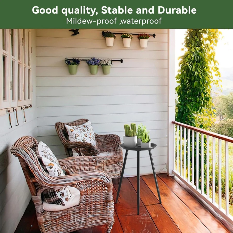 Металлический боковой столик круглый журнальный столик тумбочка для небольших помещений с 3 ножками - Изображение 3 из 4