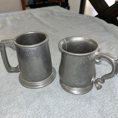 Two Pewter Beer Mugs. Different Styles. durable. solid. Keep cold things cold.