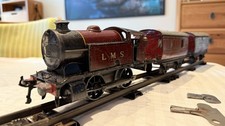 Vintage Hornby O Gauge LMS Clockwork Train Set Loco Coaches Track