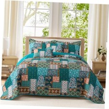 Quilts Queen Size, 3 Pieces Queen Size Quilts for Queen 90"  98" B Blue