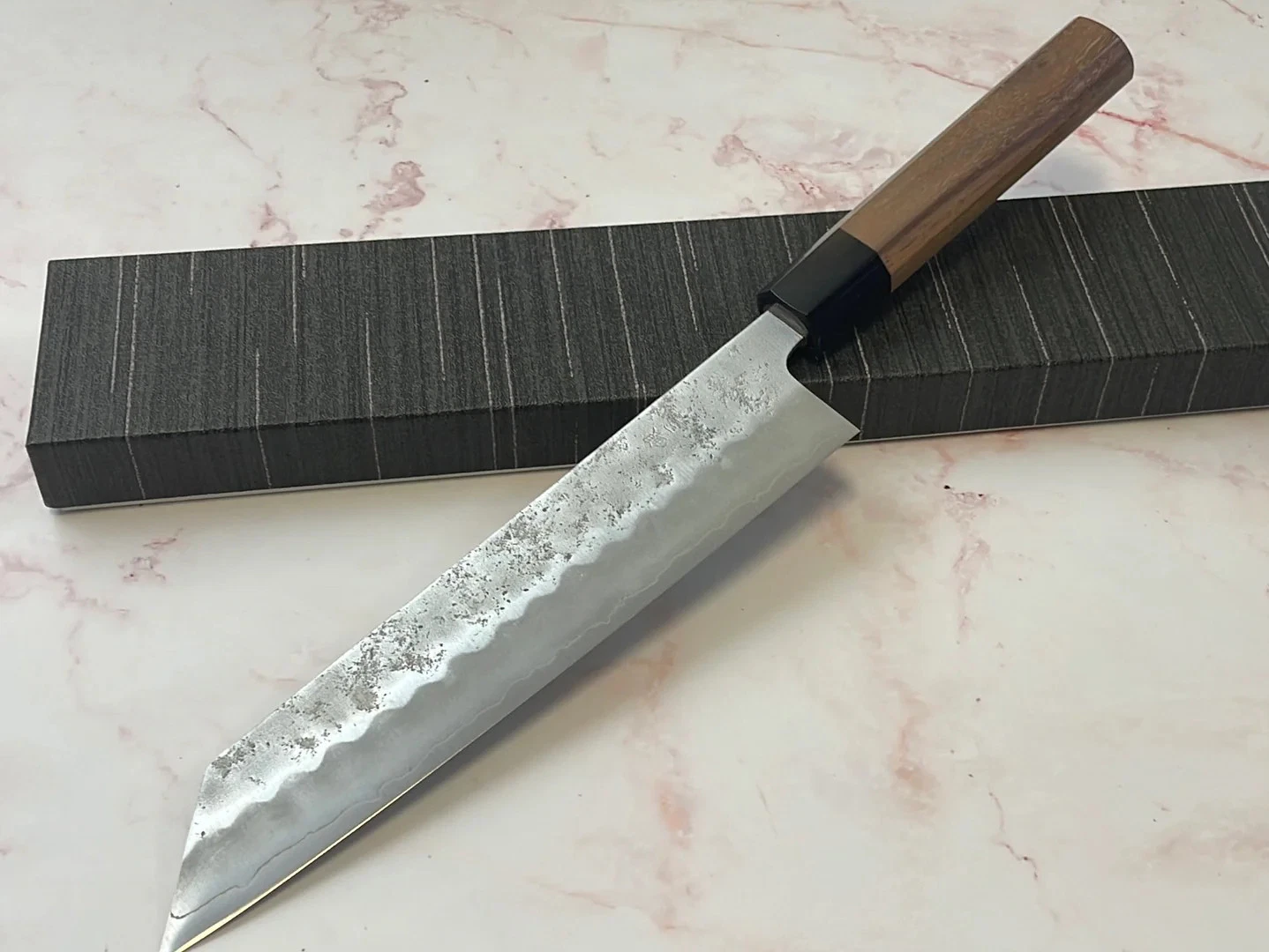 Yoshimune Kiritsuke 210mm Ginsan (Silver #3) Nashiji Walnut Octagonal Handle