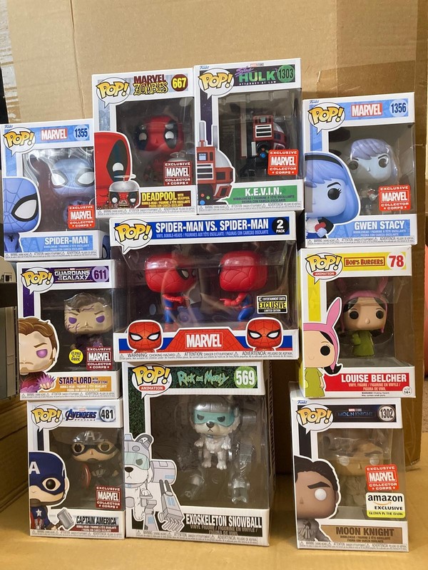Funko Pop! Vinyl: Assorted Mixed Figures, Lot of 10 Marvel Spiderman Deadpool