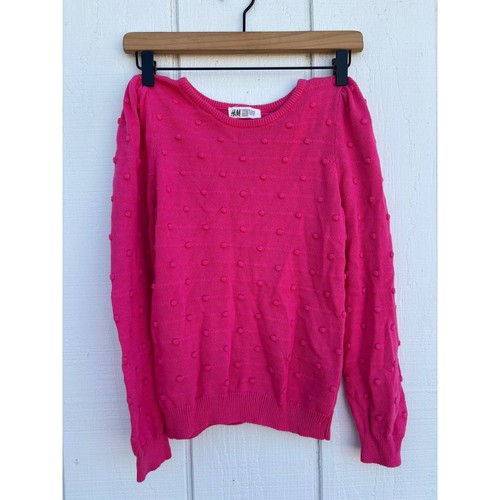 H&M Sweater, Magenta, Raised Ball Detailing, Gathered Sleeves, Size 8/10