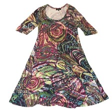KAREN KANE Multi-Color Paisley Boho Sleeve Asymmetrical Hem Dress Extra Large