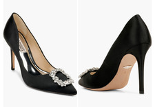 Badgley Mischka Women's Cher Pump with 3" Stiletto Heels Crystal Buckle SIZE 7