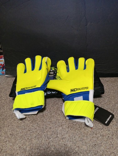 Guantes de portero N1 niños talla 6 amarillo fluorescente y azul - Imagen 3 de 5