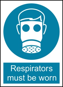 Respirators Must Be Worn Safety PPE Warning Self Adhesive Vinyl Sticker