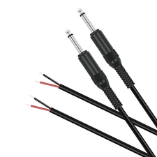 6.35Mm 1/4" to Speaker Wire Adapter, 2-Pack 1Ft 6.3Mm TS Mono Male Plug to Bare