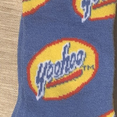 Yoohoo Men's Crew Socks One Size Blue Yellow Red Novelty Logo Polyester