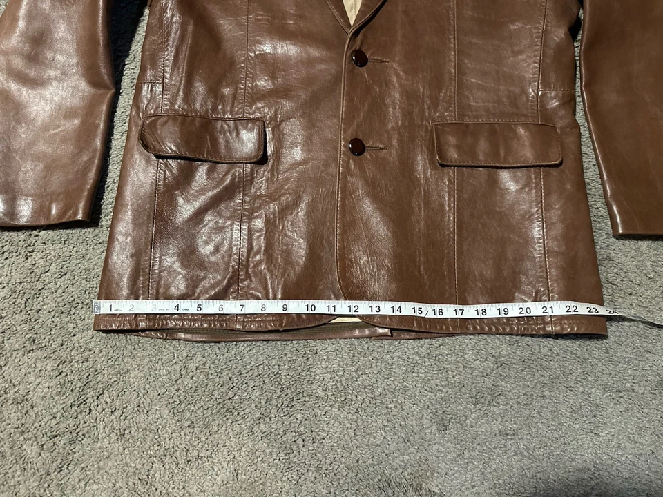 Винтажный Vagabond Нью-Гемпшир коричневый кожаный блейзер куртка мужская 46 от 1970-х - Изображение 4 из 4