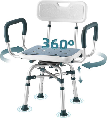 Swivel Shower Chair with Arms and Back, 500 Lbs Heavy Duty Shower Stool for insi