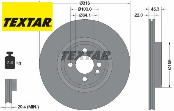 2X Bremsscheibe Textar 92255003 2 Bremsscheiben Vorderachse Vorne FüR Mini-image
